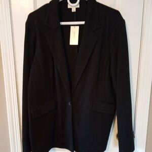 Women's Black Single-Button Blazer Jacket